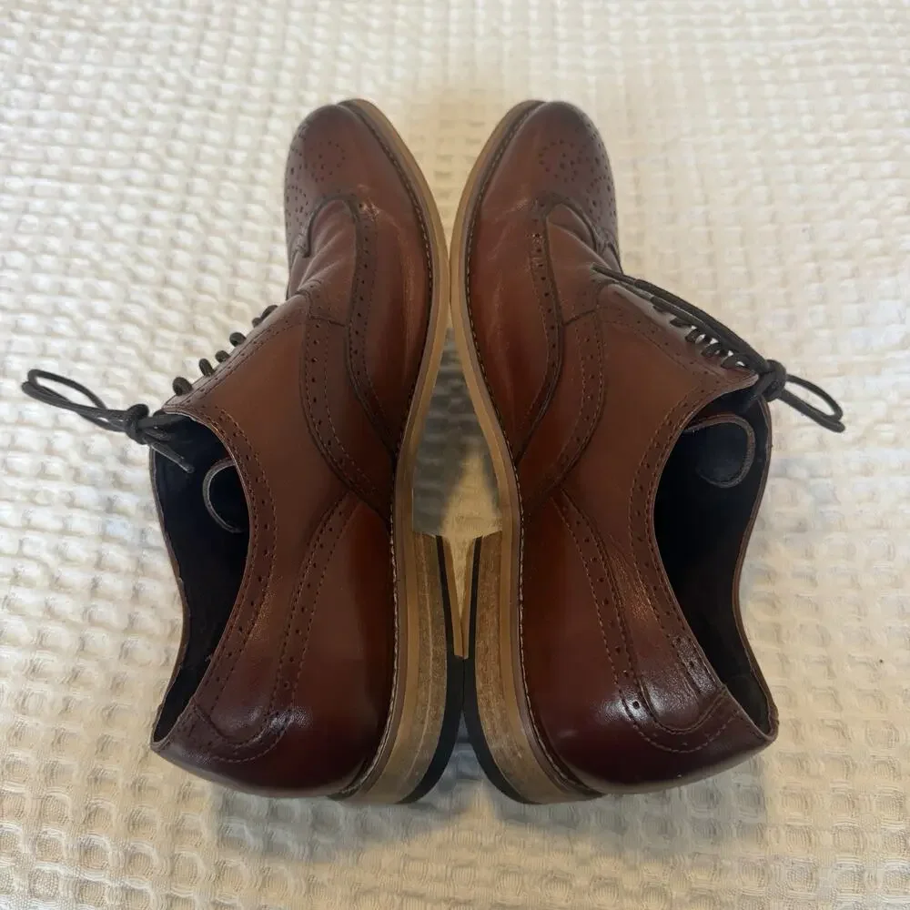 STACY ADAMS WING TIP DRESS SHOES BROWN LEATHER SIZE 8.9 M
